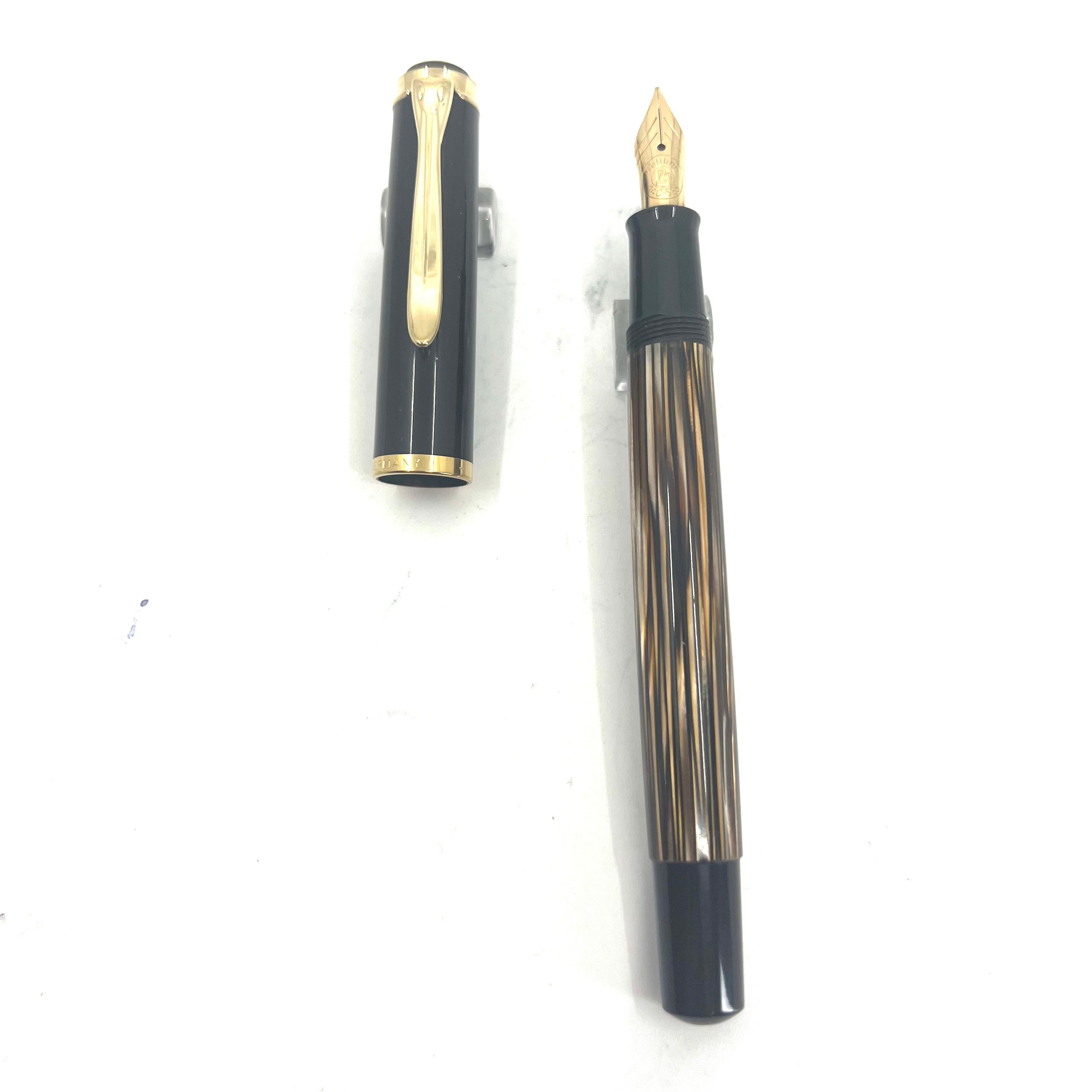 レア　Pelikan M400 brown-stripes F-nib 茶縞 Pelikan M400 brown-stripes EF-nib 茶縞 極細字 2025年最新】茶