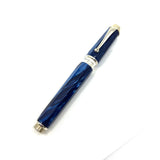 Montegrappa Emblema Lustrous Blue Celluloid Fountain Pen - Fine 18kt Gold Nib
