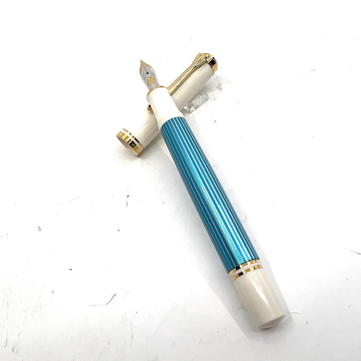 Pelikan M600 Turquoise-White Striped Fountain Pen