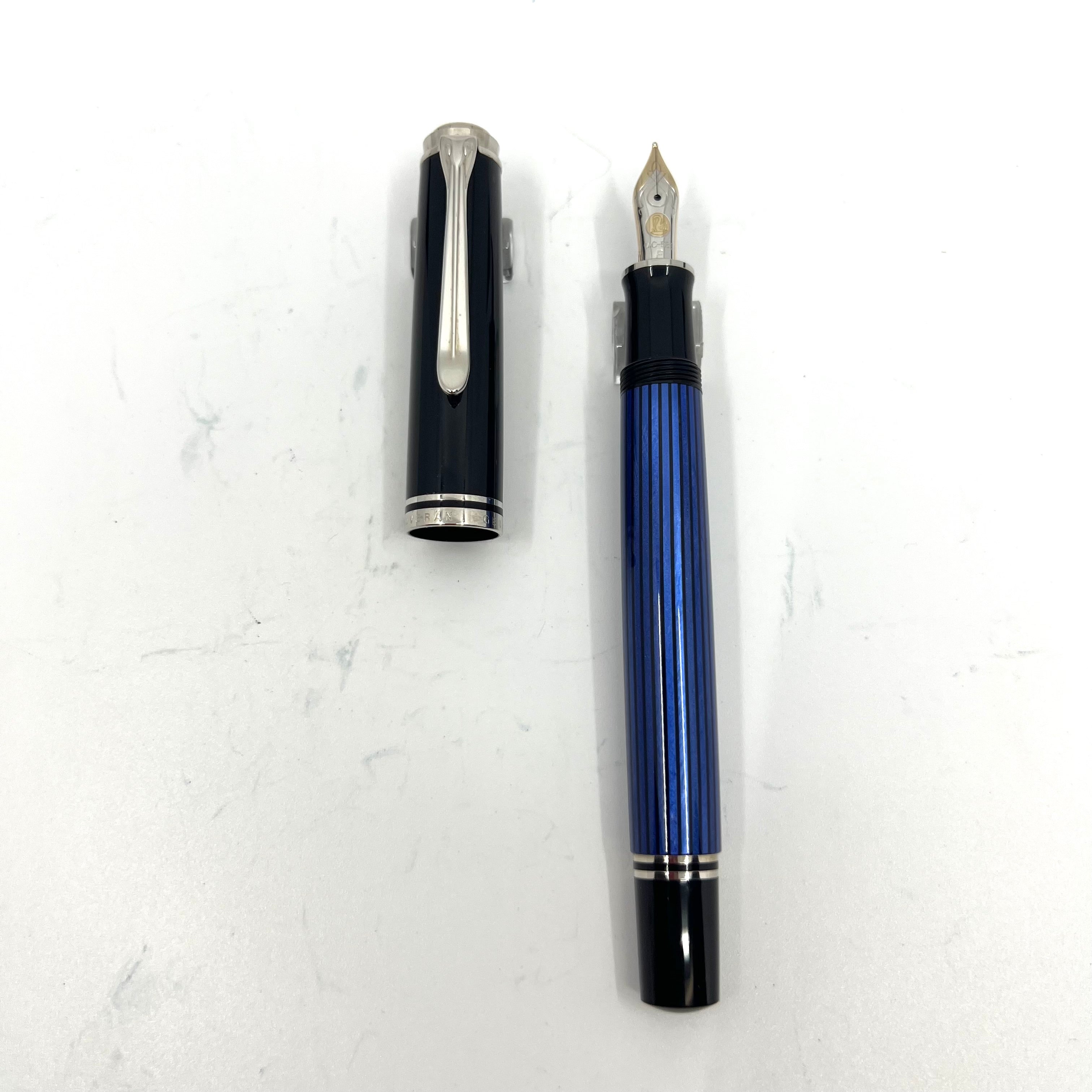 Pelikan M605 Black/Blue Striped Barrel Fountain Pen – Fountain Pen