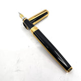 Waterman Oversized Exception Black Fountain Pen - 4-Sided Body  with 2 Sides of Gold-Plated Stripes