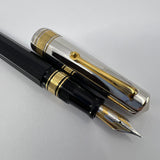 OMAS Doue Facetted Large Paragon Fountain Pen - Sterling Silver Cap - Fine 18kt Gold Nib