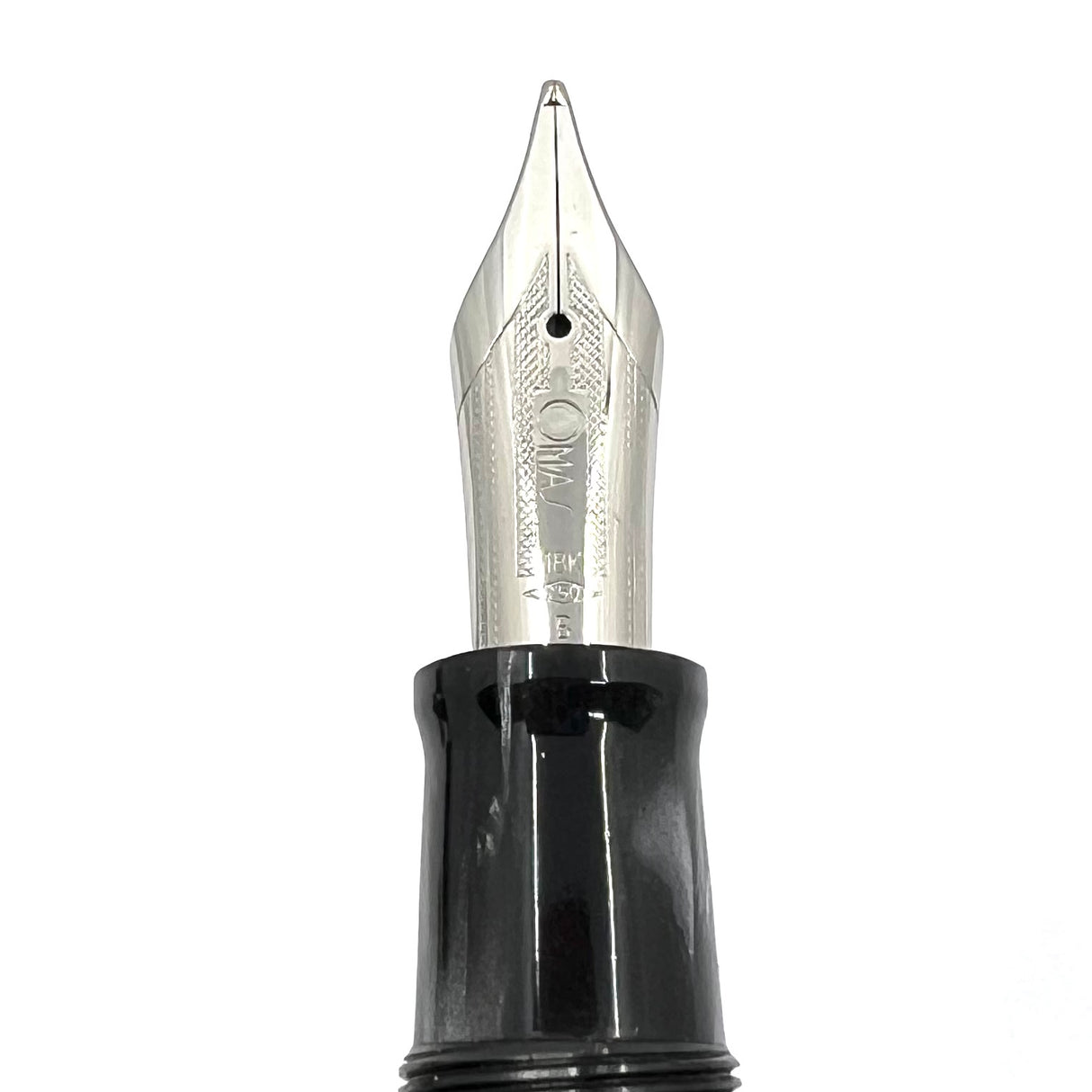 OMAS Senior Paragon Gray Perla Celluloid Fountain Pen - Broad 18kt Gold Nib