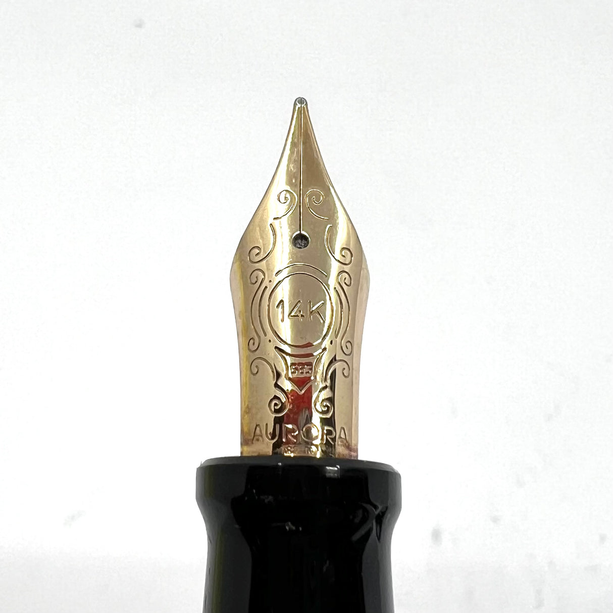 Aurora Optima Black Resin/Sterling Silver Guilloche Cap Fountain  Pen