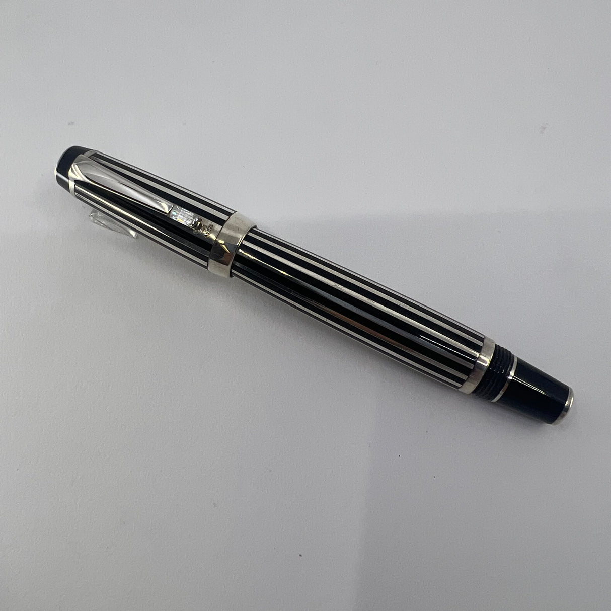 Montblanc Crystal Boheme Rollerball - Sterling Silver Stripes over Black Resin Body