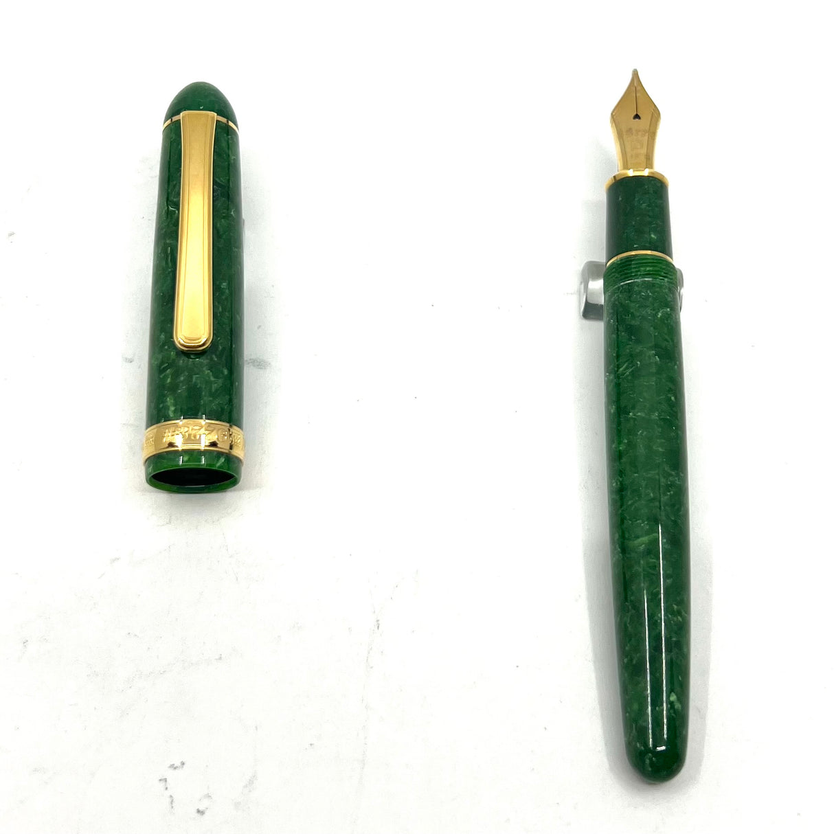 Platinum #3776 Marbled Green Celluloid Fountain Pen