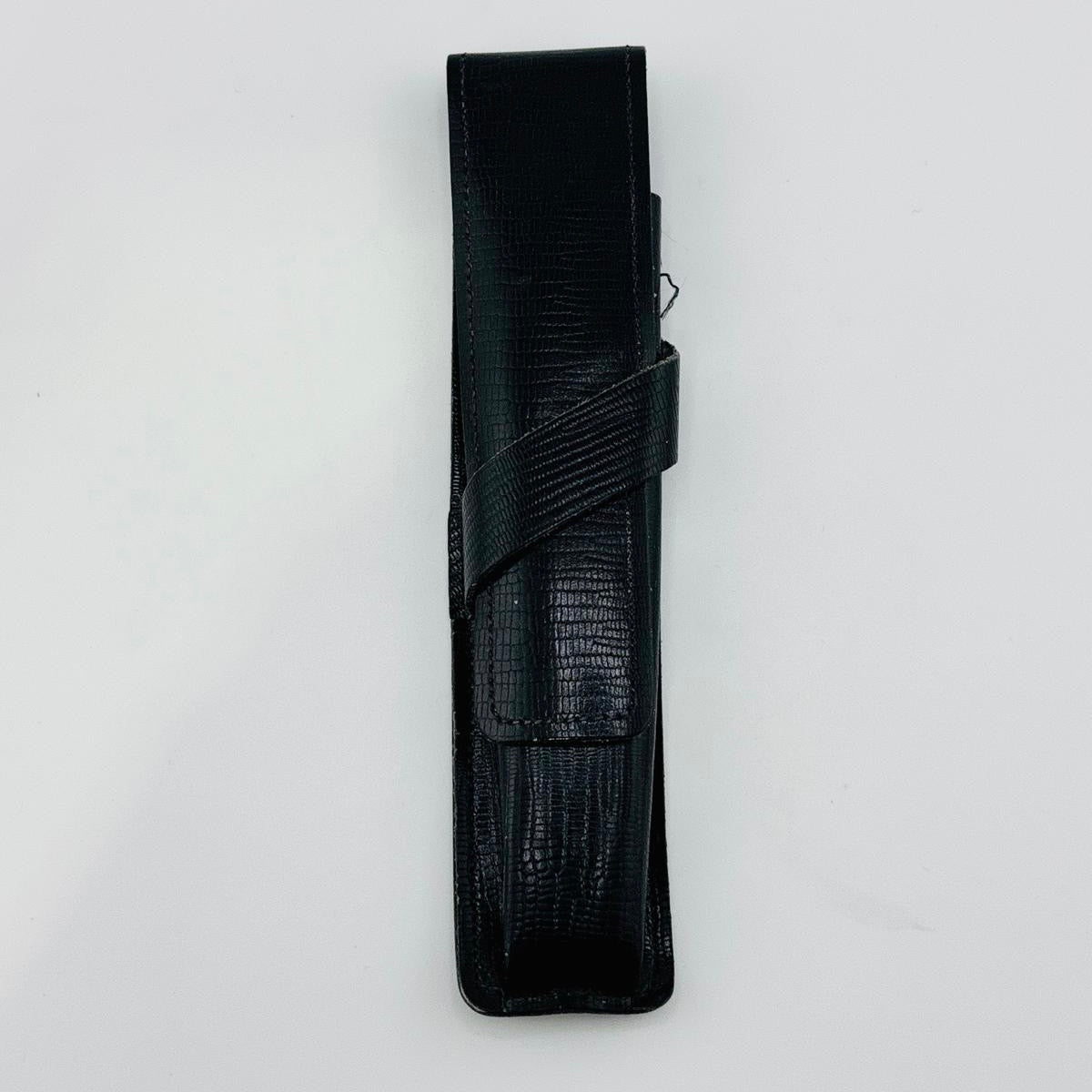 Parker Pen Case Lizard Black - hold one pen circa 1970