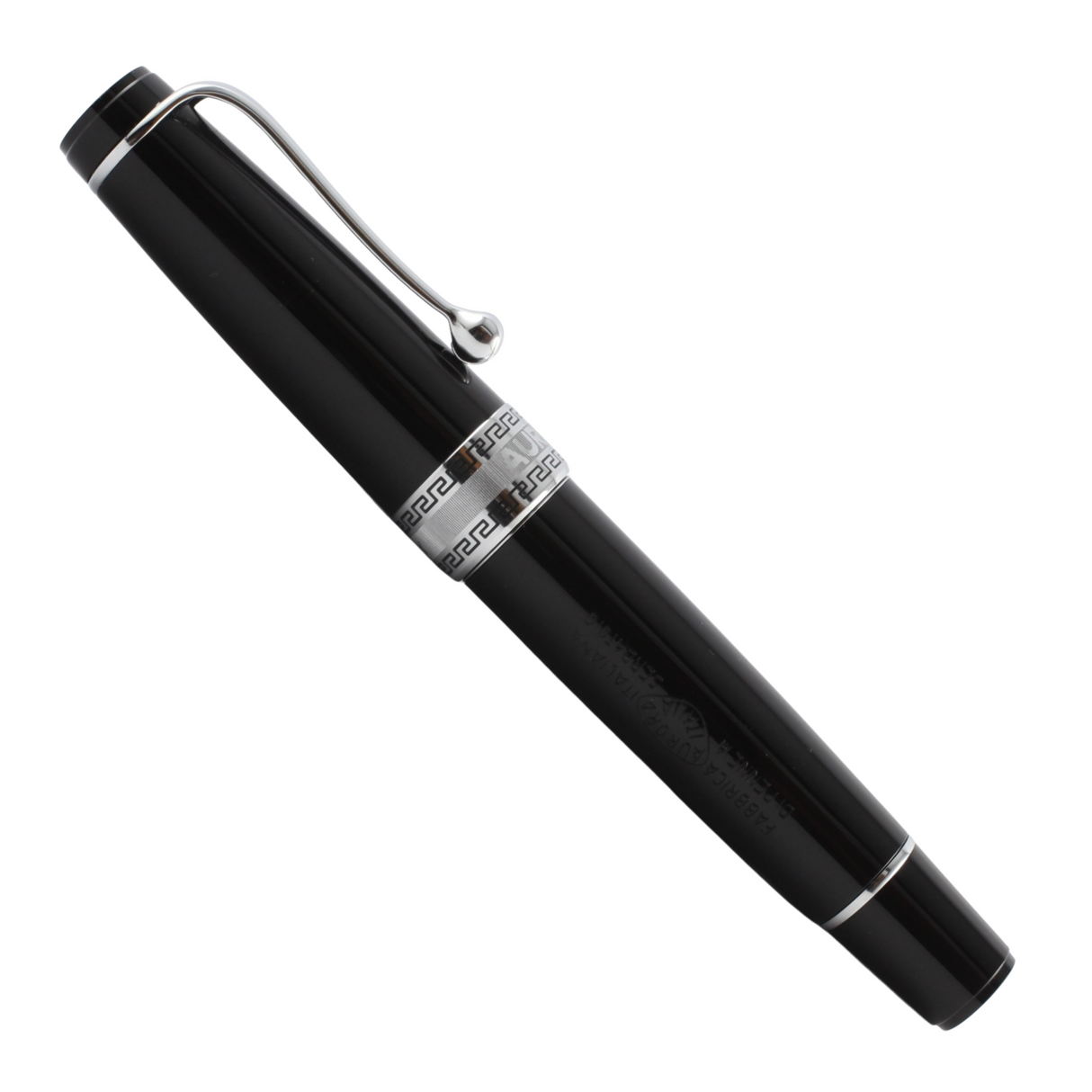 Aurora Optima Resin Black w/ Chrome Plated Trim Fountain Pen