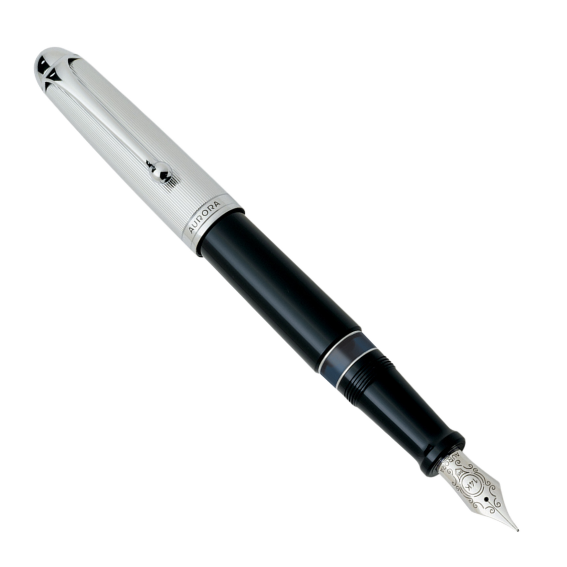 Aurora 88 Chrome Black Large w/ Chrome Cap Fountain Pen – Fountain
