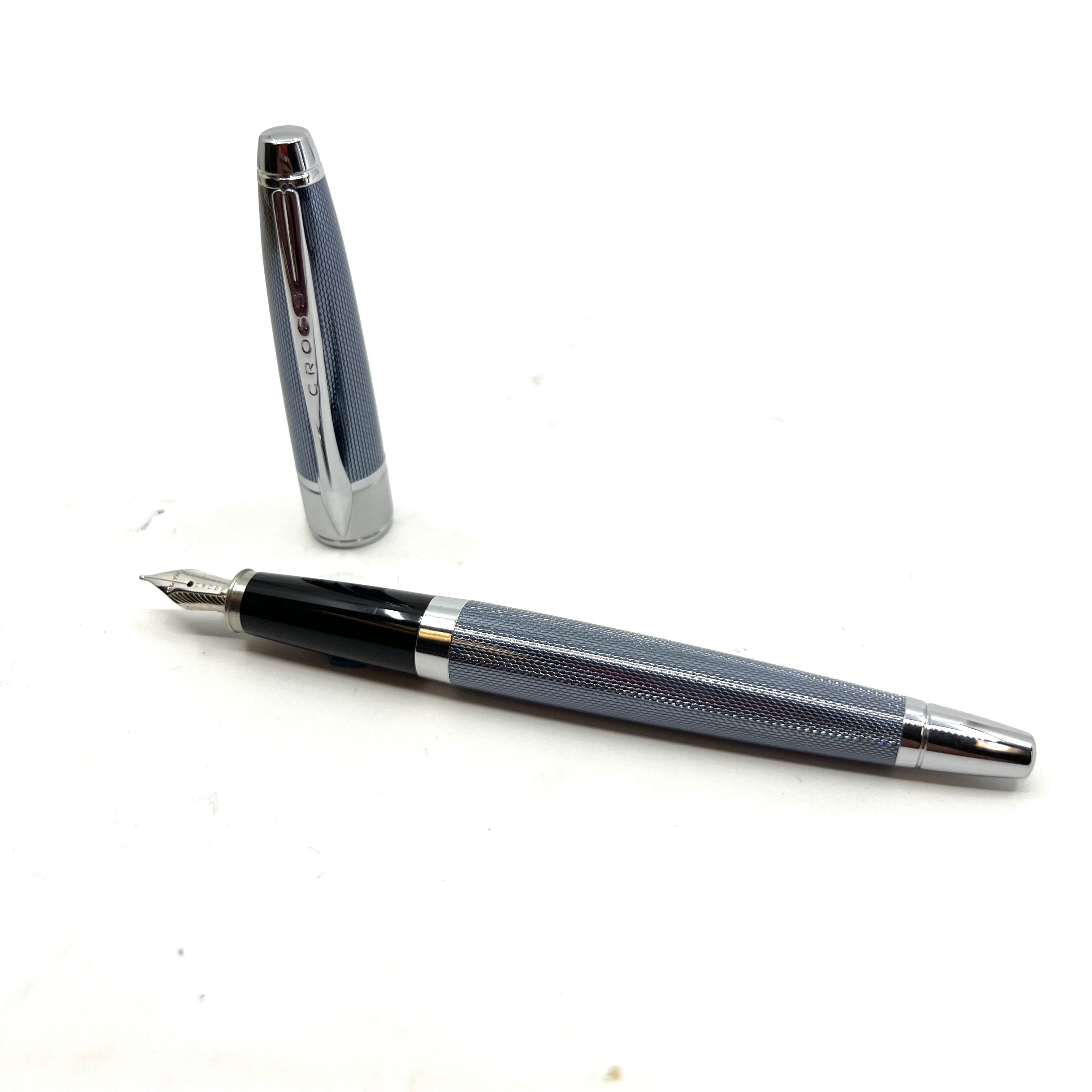 Cross Apogee Barleycorn Blue Frosty Steel Fountain Pen – Fountain