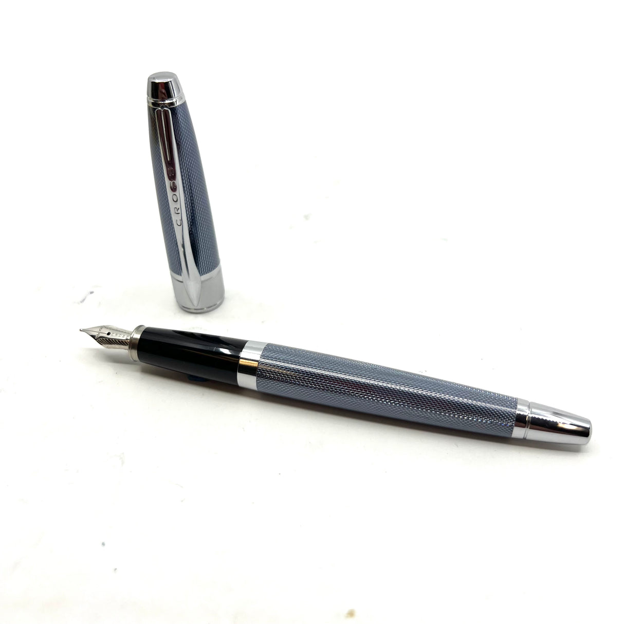 Cross Apogee Barleycorn Blue Frosty Steel Fountain Pen