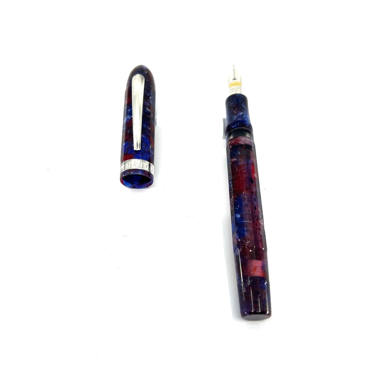 Conklin Nozac Word Gauge Demonstrator Blue and Red Celluloid (made by Visconti circa 2006) i-  Broad 18kt Gold Nib