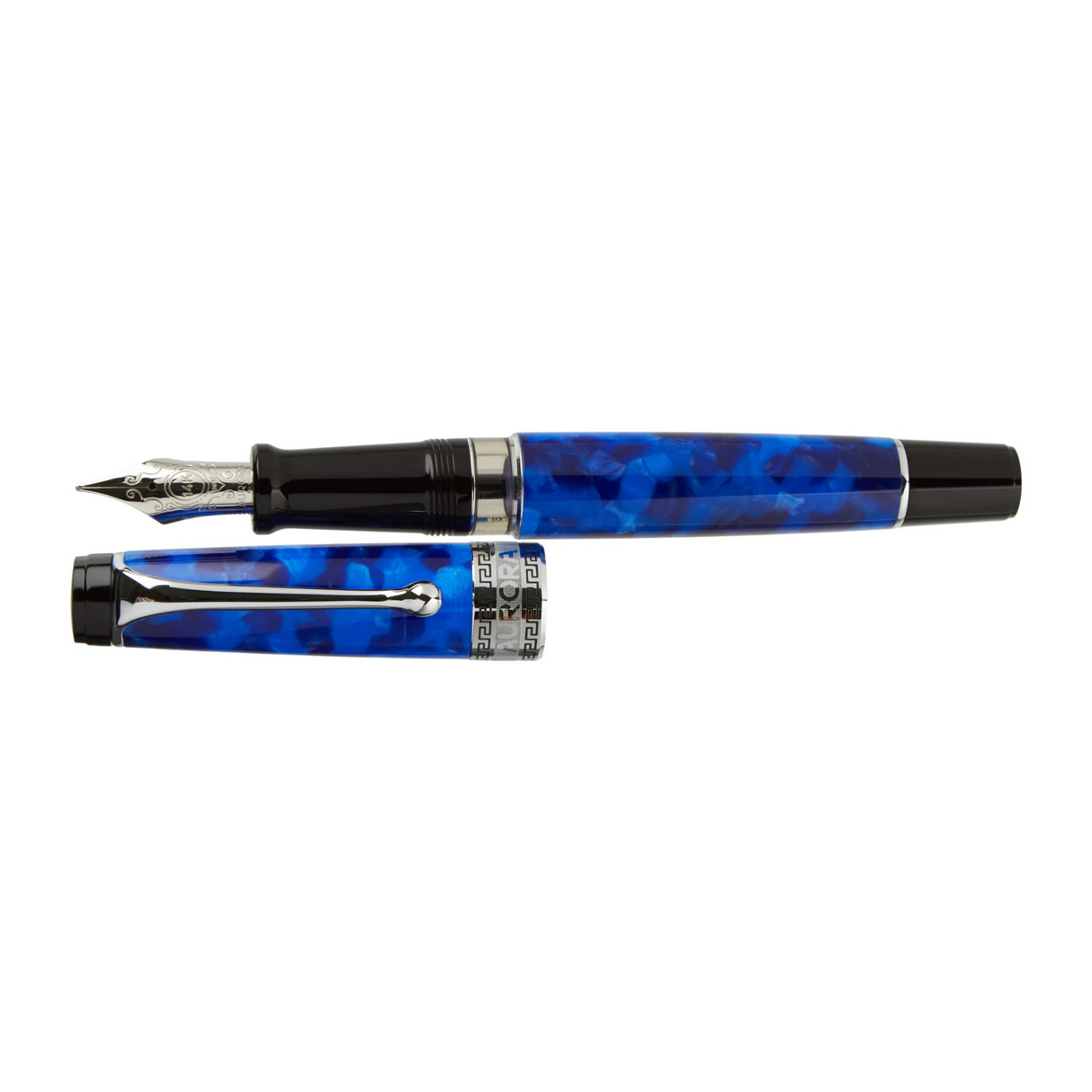 Aurora Optima Auroloide Blue w/ Chrome Trim Fountain Pen