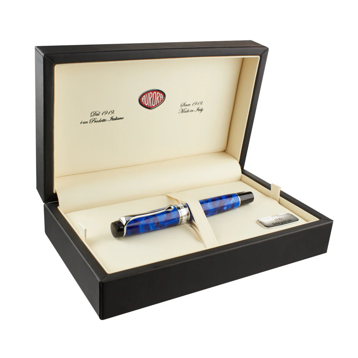 Aurora Optima Auroloide Blue w/ Chrome Trim Fountain Pen