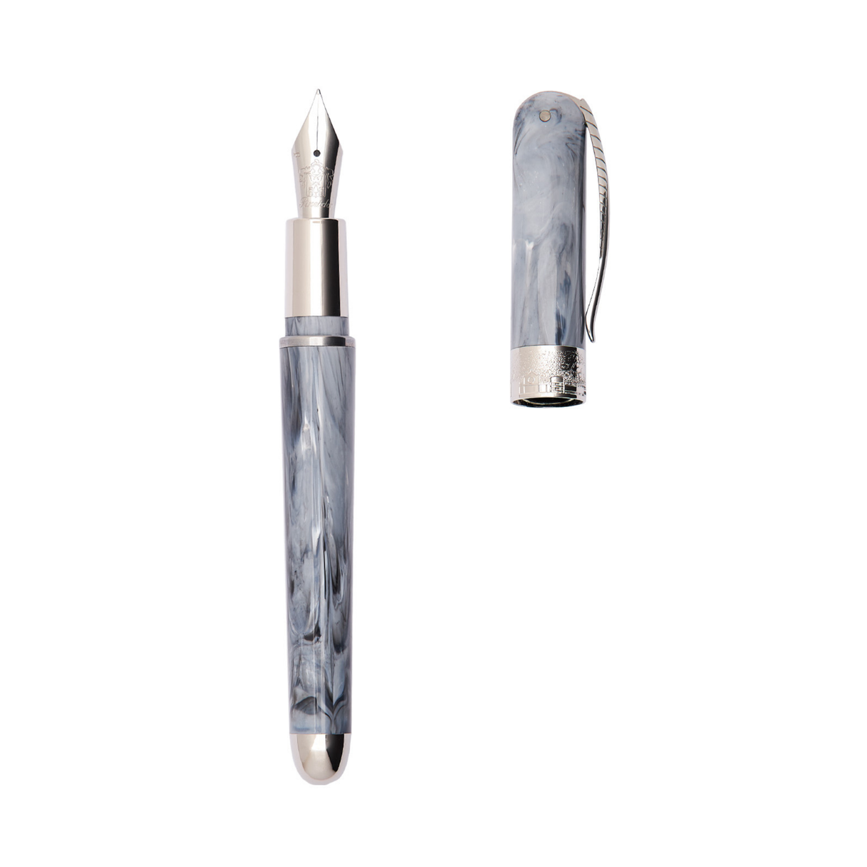 Pineider Avatar UR Mini Gray Zebrino Palladium Trim Fountain Pen