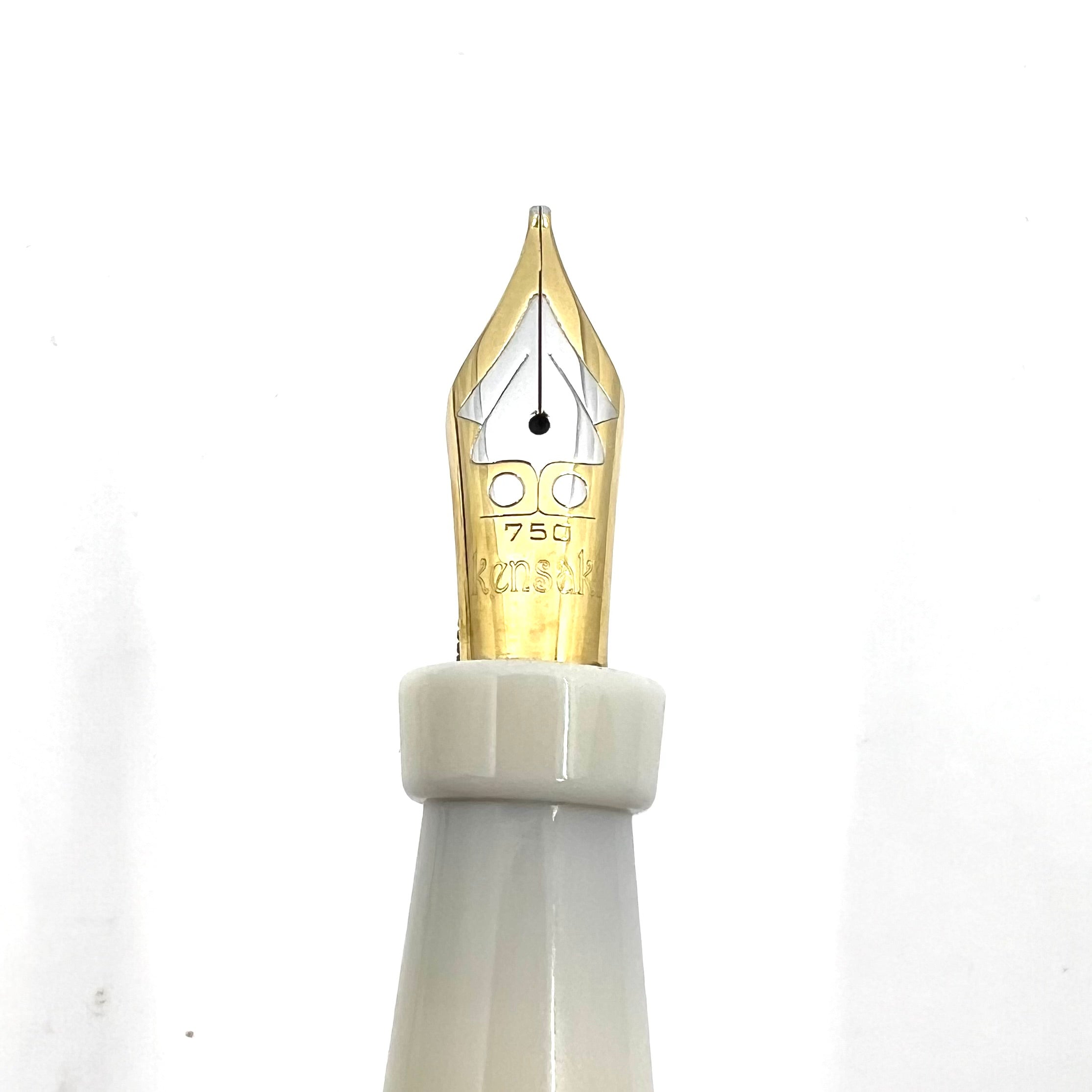 BEXLEY万年筆/ベクスリー/ベクスレイ/マーブル模様 /錦鯉/18K 750 Bexley Giant Fountain Pen - White/Blue bands - Large Cursive