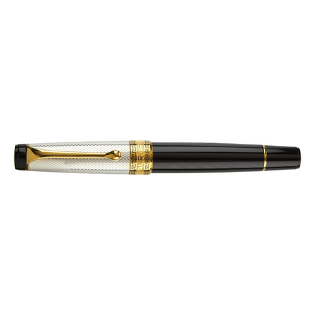 Aurora Optima Black Resin Silver Cap Fountain Pen