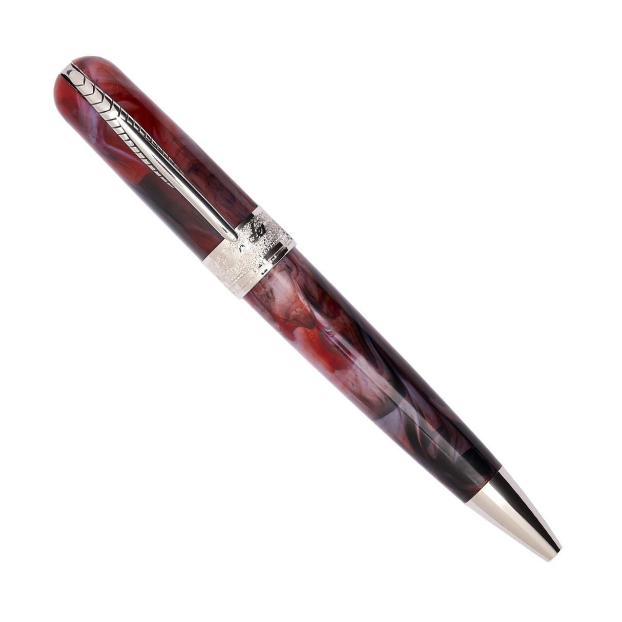 Pineider Avatar UR Mini Red Onyx Palladium Trim Ballpoint Pen