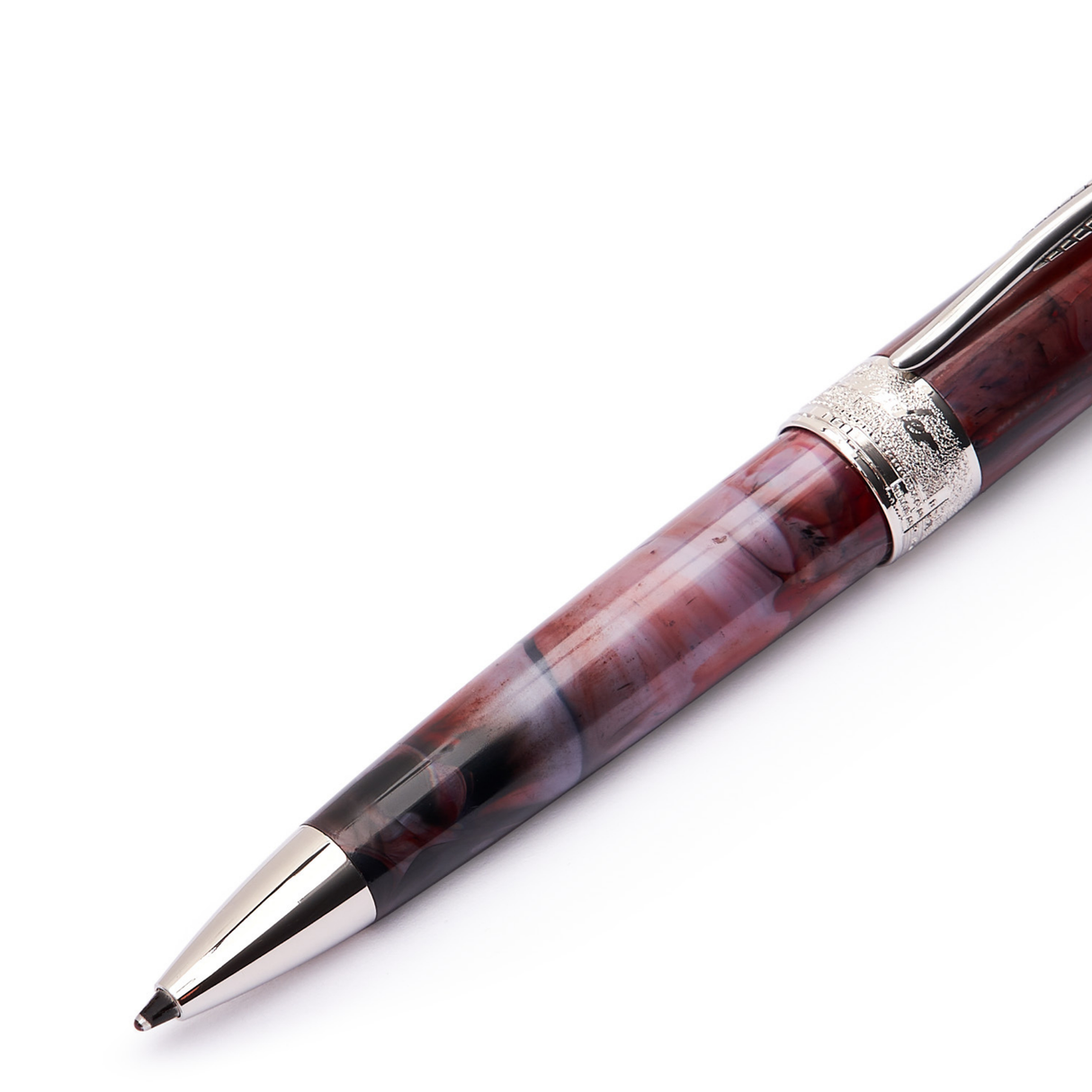 Pineider Avatar UR Mini Red Onyx Palladium Trim Ballpoint Pen