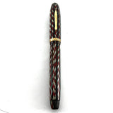Conklin Nozac 7M Word Gauge Herringbone Silver/Red Fountain Pen - RARE!