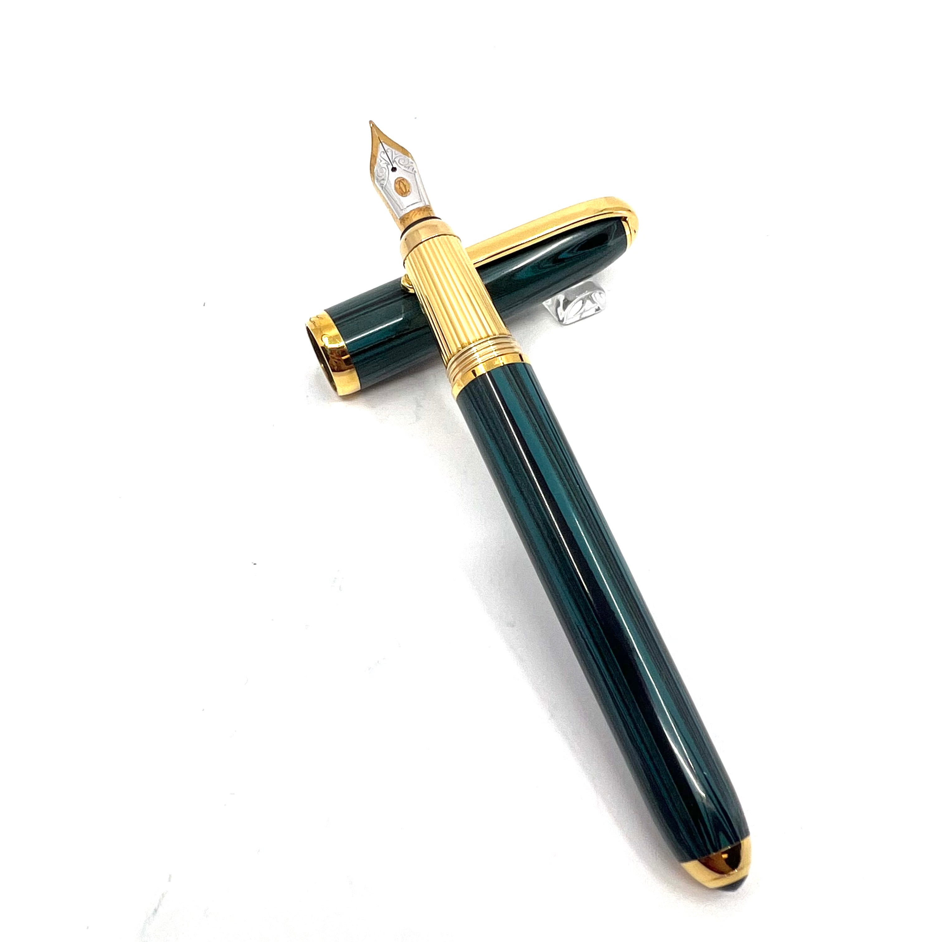Cartier グリーン 万年筆 Cartier Blue-Green Woodgrain Ebonite Limited Edition