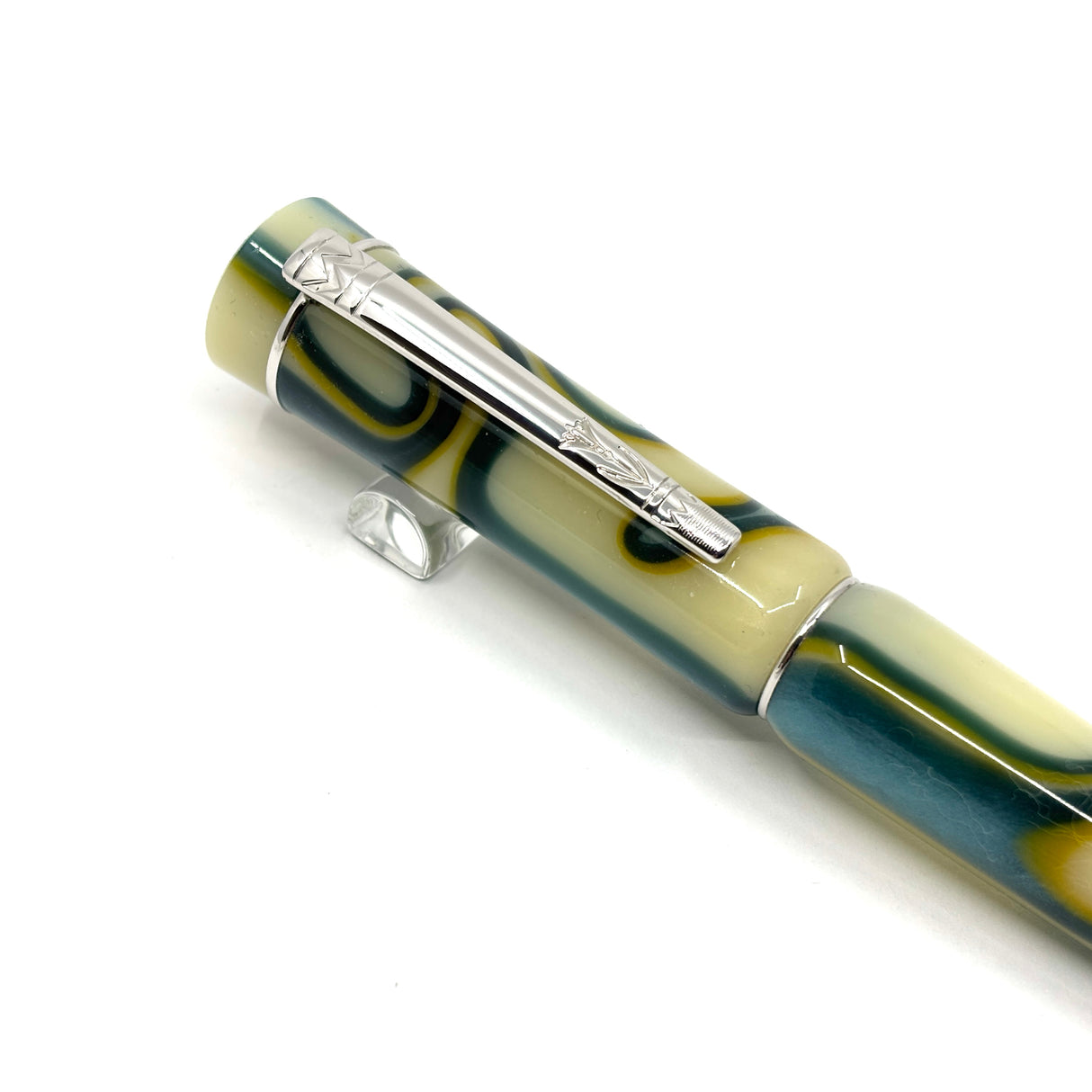 Laban Ivory & Amber with Green Swirls Fountain Pen