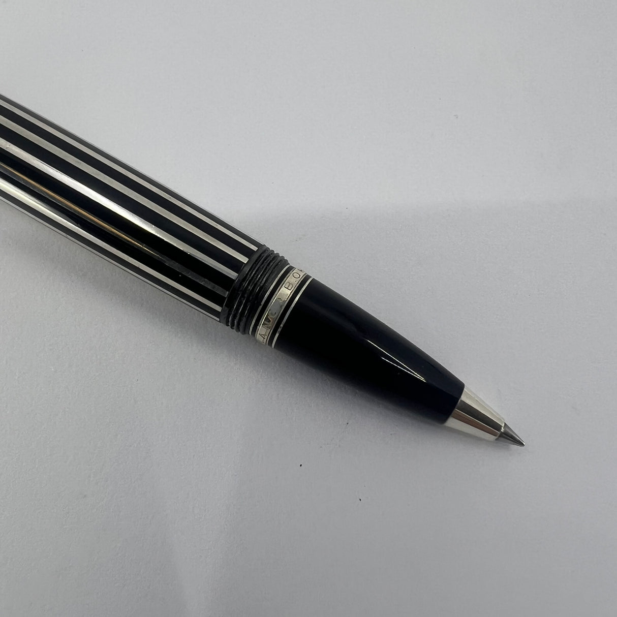 Montblanc Crystal Boheme Rollerball - Sterling Silver Stripes over Black Resin Body
