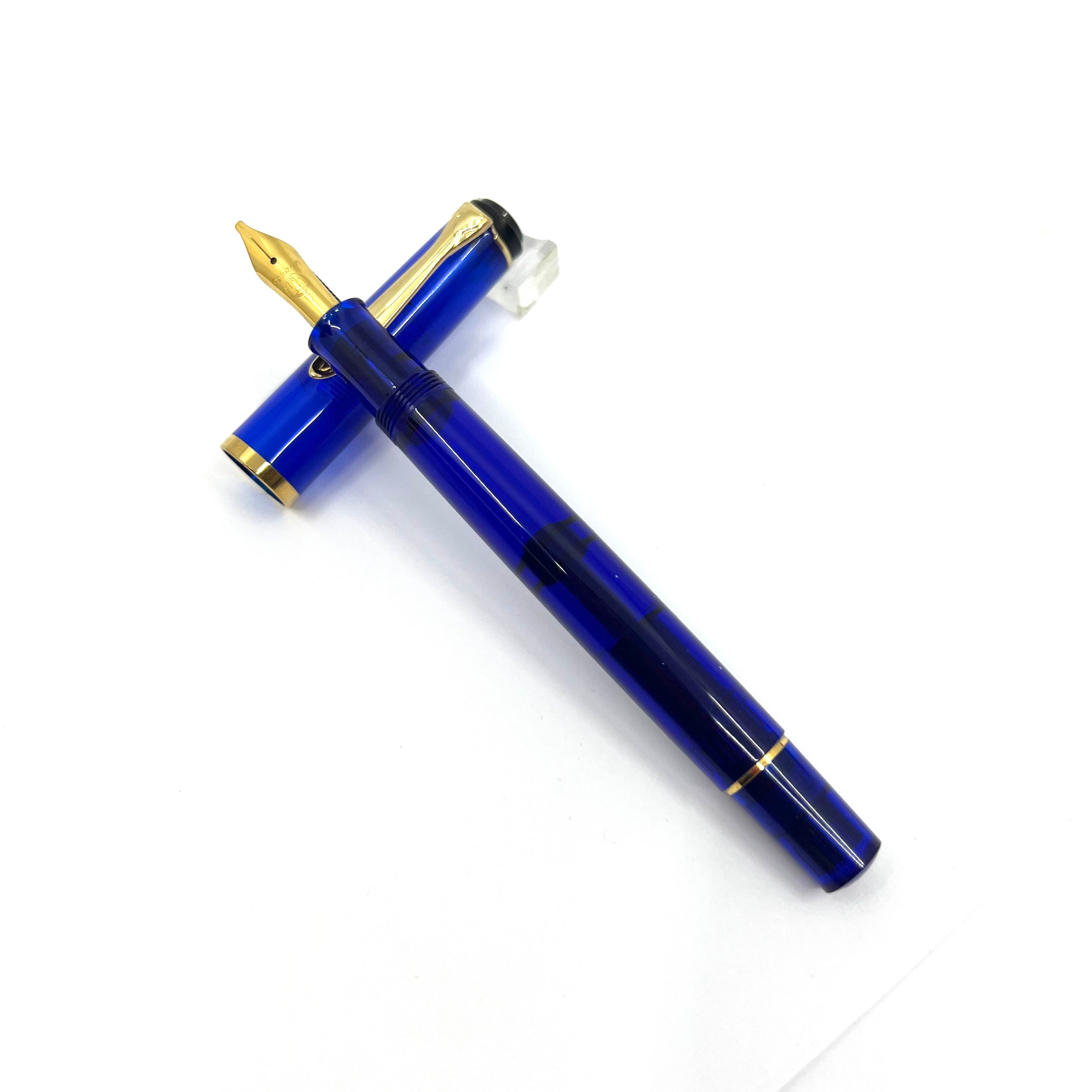 Pelikan M200 Cobalt Blue Transparent Fountain Pen - Italic Broad