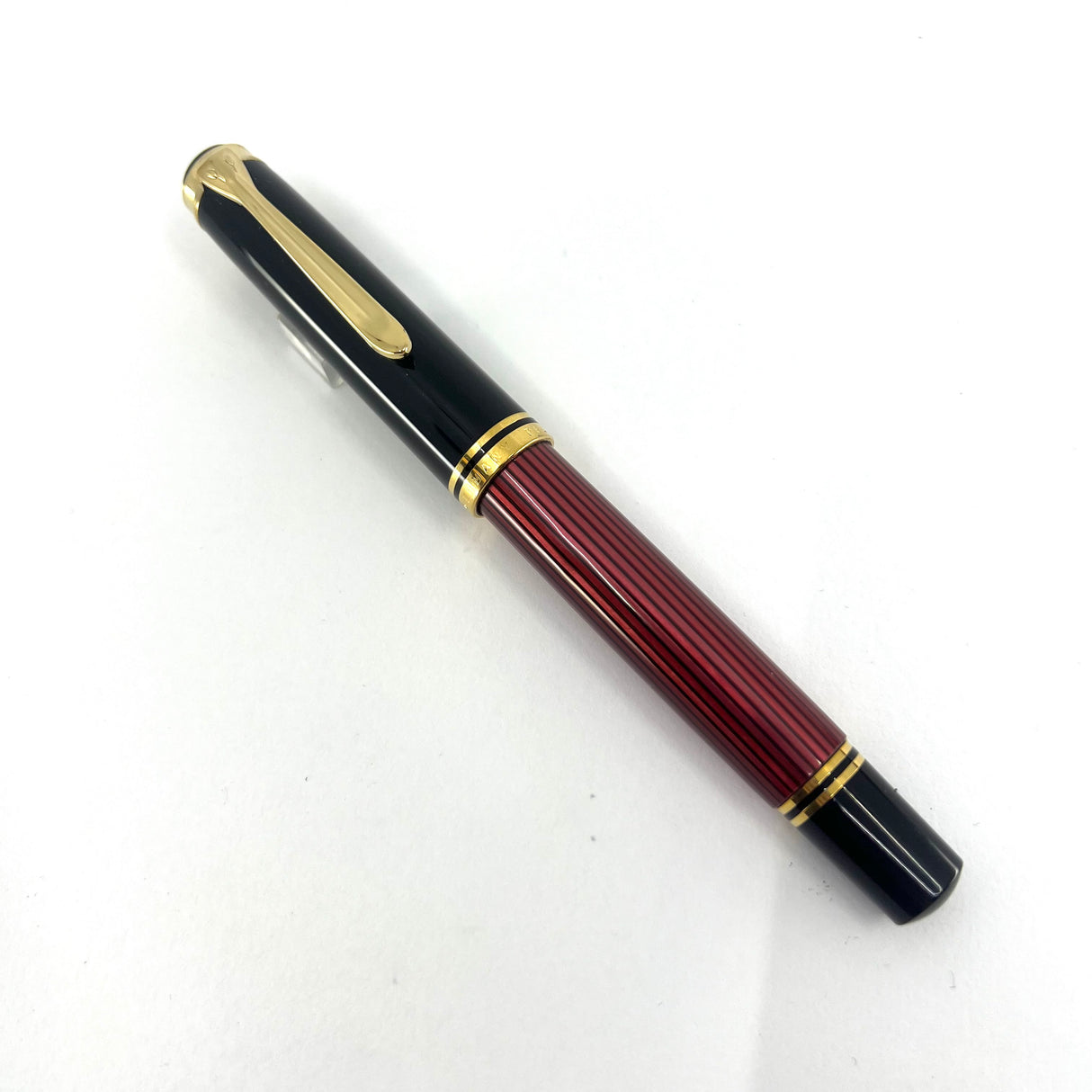 Pelikan M800 Black/Red Striped Fountain Pen - The Original! - Medium 18kt Gold Nib
