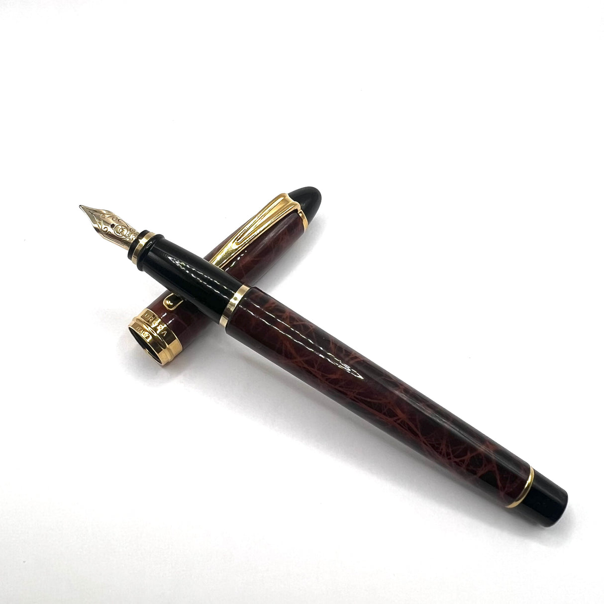 Aurora Turtle Brown Lacquer Ipsilon Deluxe Fountain Pen - Medium 14kt Gold Nib