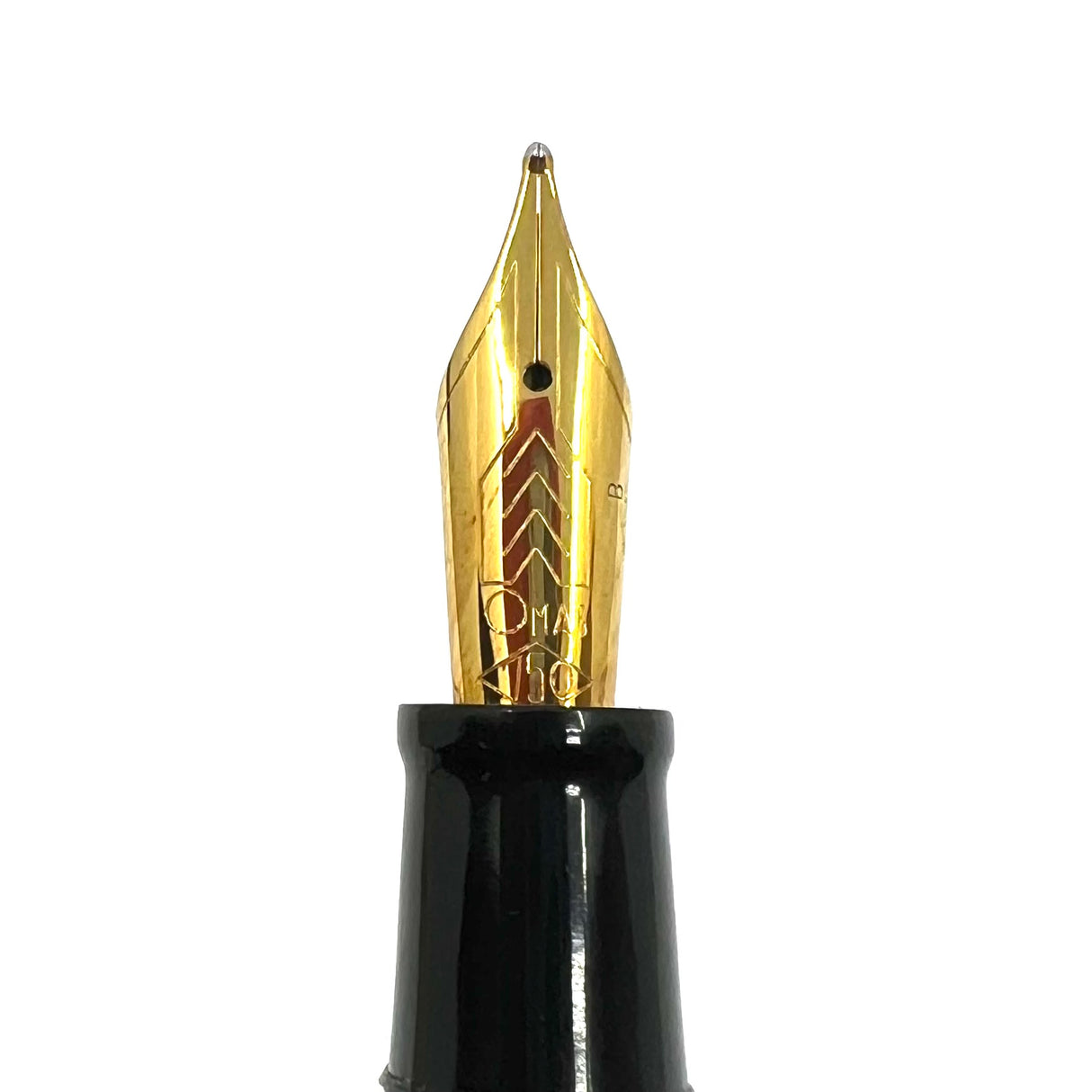 OMAS Milord Black Paragon Fountain Pen - Broad 18kt Gold Nib