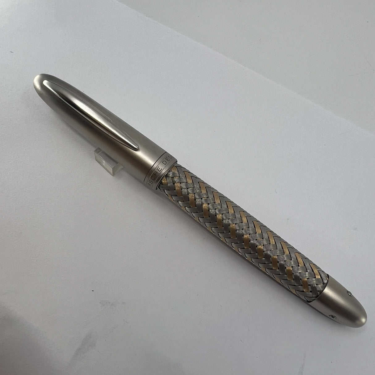 Porsche Design Tec Flex Fountain Pen - Two-Tone Basket Weave Barrel - Fine 18kt Gold Nib