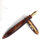 Oldwin (Paris) Torpedo Bronze Arco Spina (Fish Bone) Pattern Celluloid LE Fountain Pen