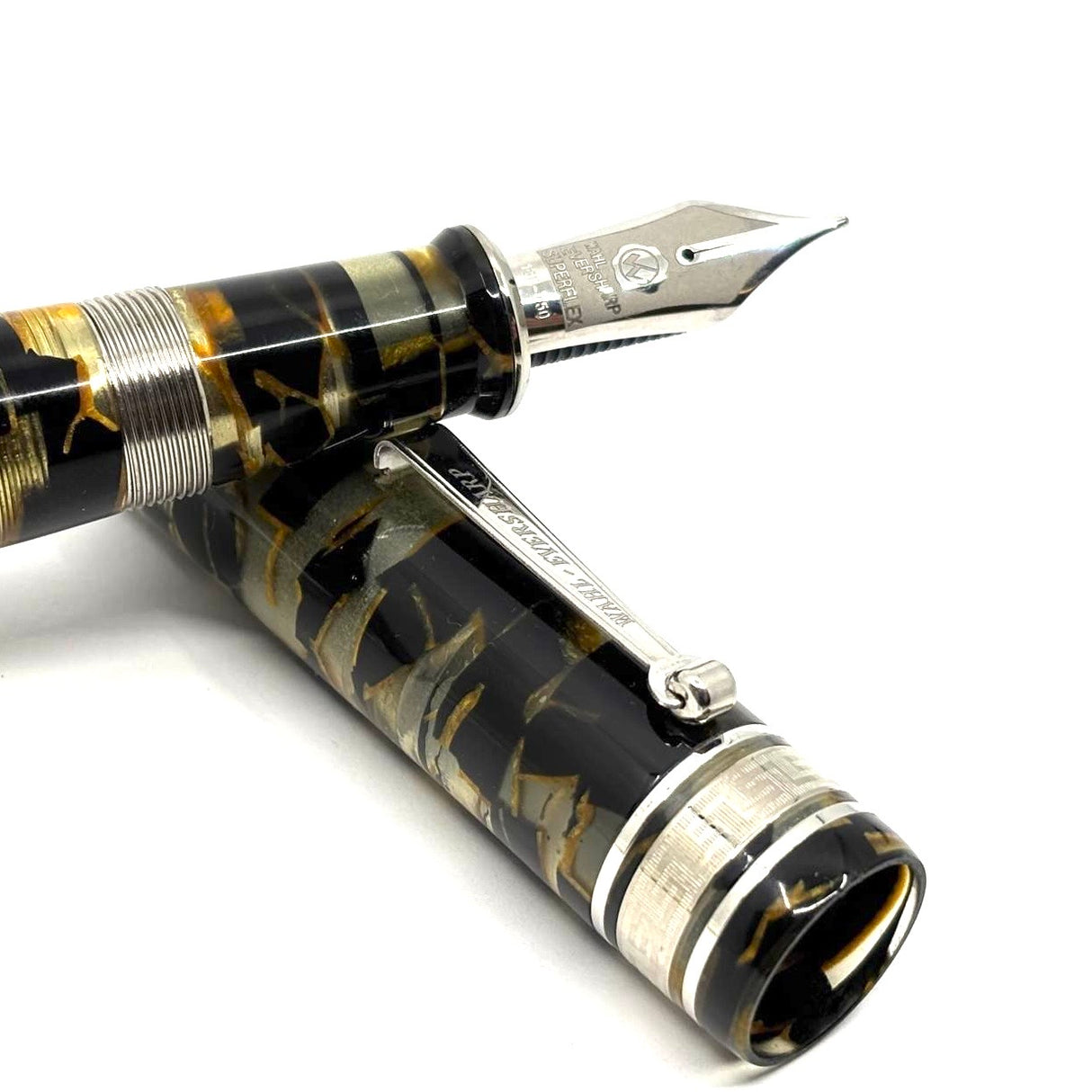 Wahl-Eversharp  Black/Bronze/Transparent Original OMAS Lucens Celluloid Decoband Oversized Fountain Pen