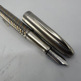 Porsche Design Tec Flex Fountain Pen - Two-Tone Basket Weave Barrel - Fine 18kt Gold Nib