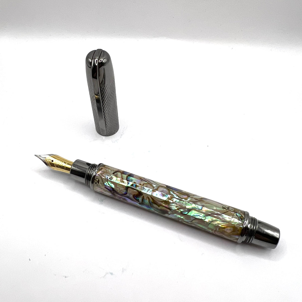 Mabie Todd Lustrous Abalone Fountain Pen  -  Fine Gold-Plated Nib