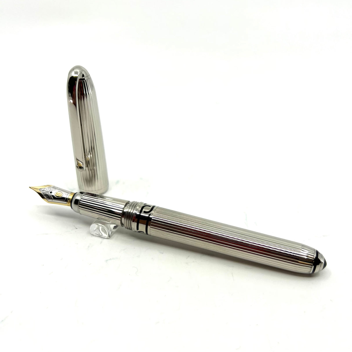 Cartier Platinum-Plated Art Deco Fluted Limited Edition Fountain Pen