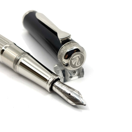 Pelikan M7005 Majesty Fountain Pen - Black Cap/Sterling  Silver Barrel