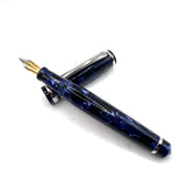 Laban Oversized Blue Marble Fountain Pen - Broad Gold-Plated & Steel Nib