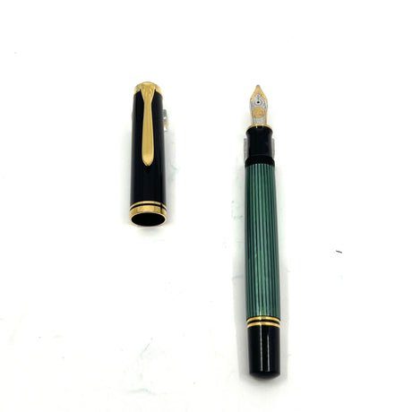 Pelikan Souveran M800 Green Striped Italic Broad Fountain Pen