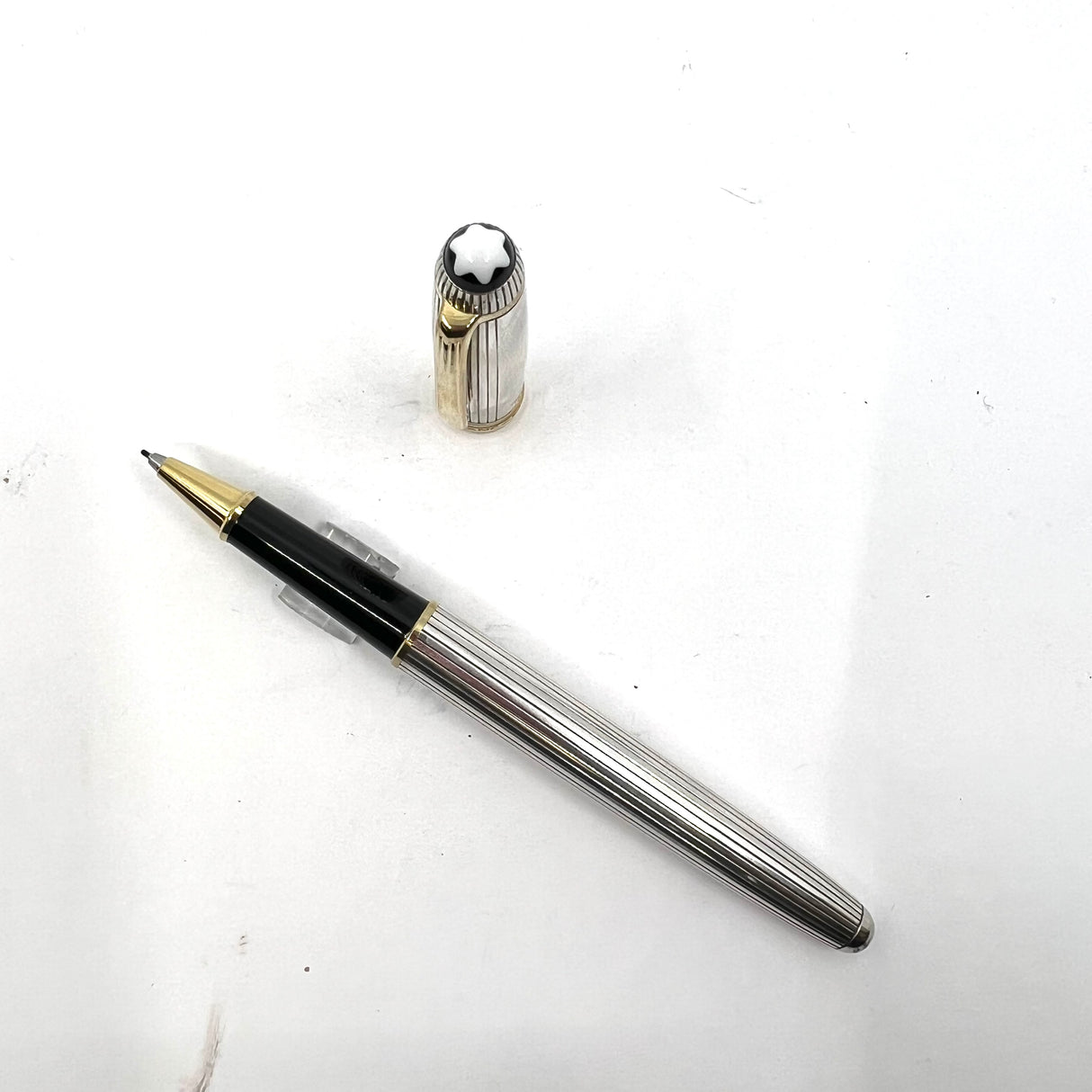 Montblanc Meisterstuck Solitaire Sterling Silver Classique #163 Striped Rollerball