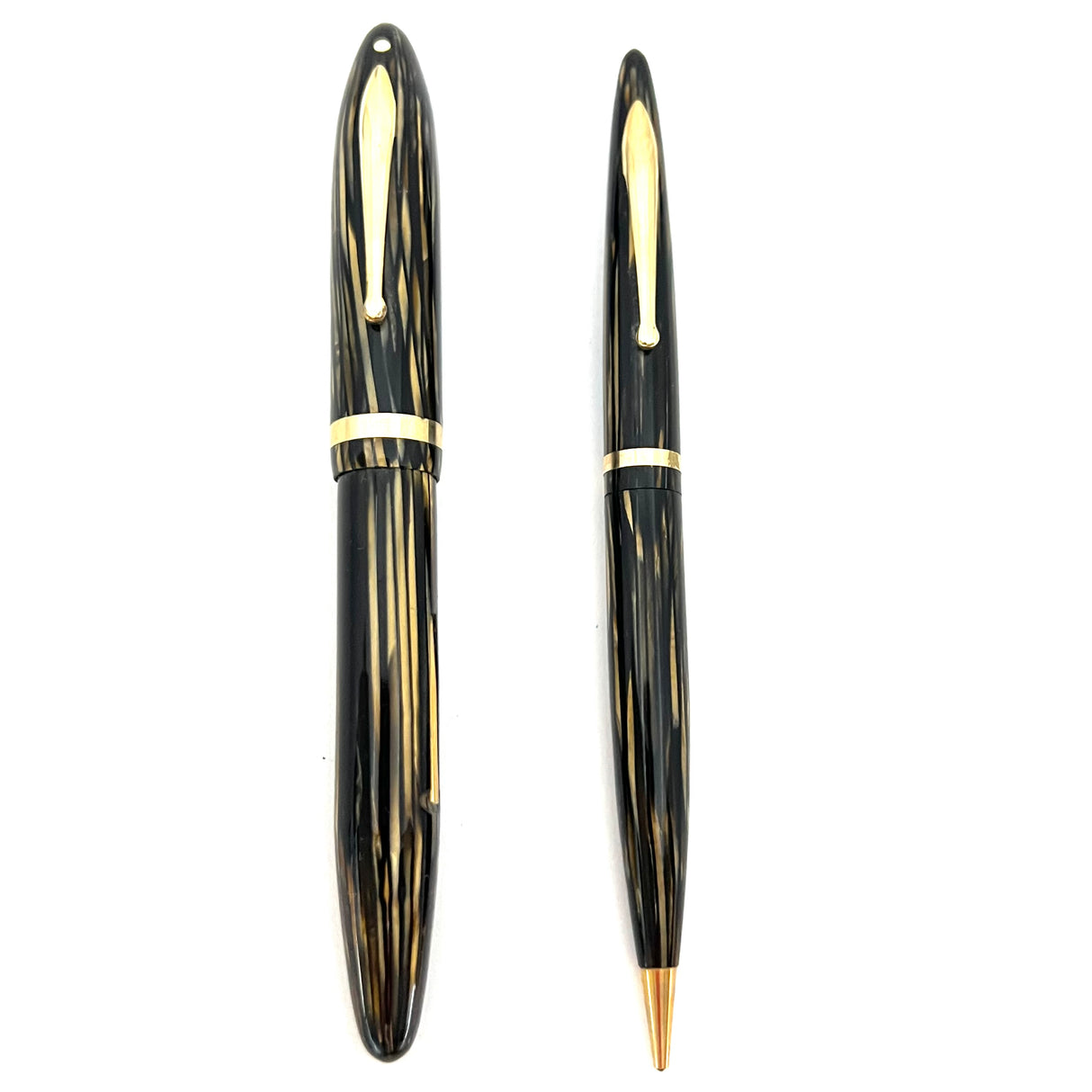 Sheaffer Senior  Balance Celluloid Brown & Tan Striated Set