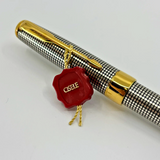 Parker Sonnet Sterling Silver Cisele Cross Hatch Fountain Pen - Broad 18kt Gold  Nib