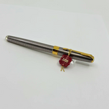 Parker Sonnet Sterling Silver Cisele Cross Hatch Fountain Pen - Broad 18kt Gold  Nib