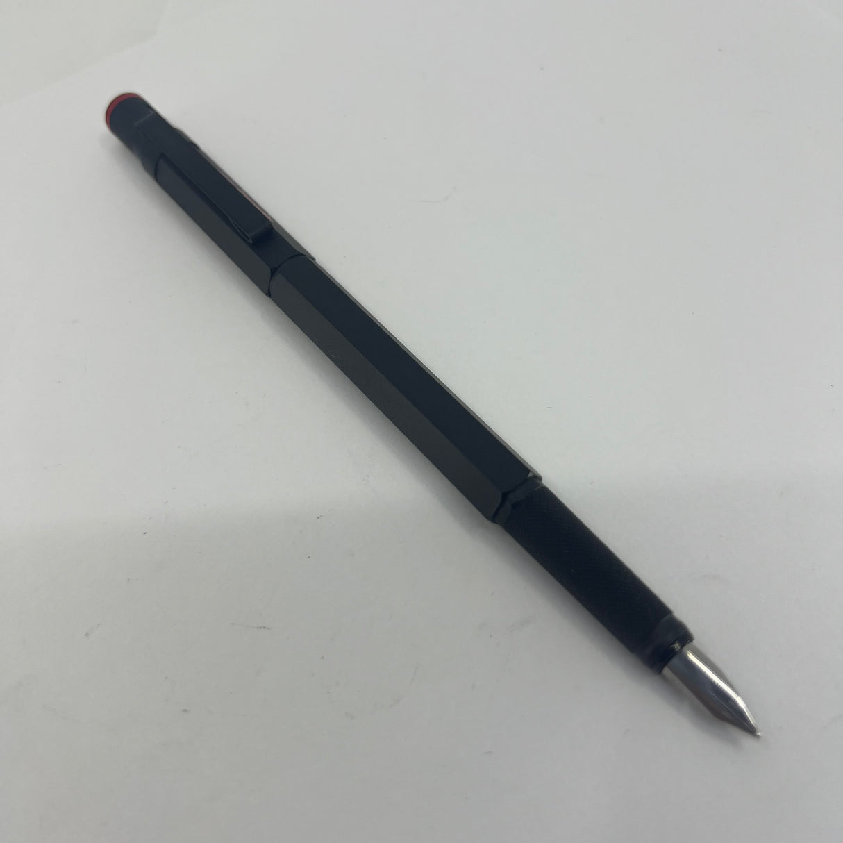 Rotring #600 Black Metal Six-Sided Fountain Pen - Medium Stainless Steel Nib