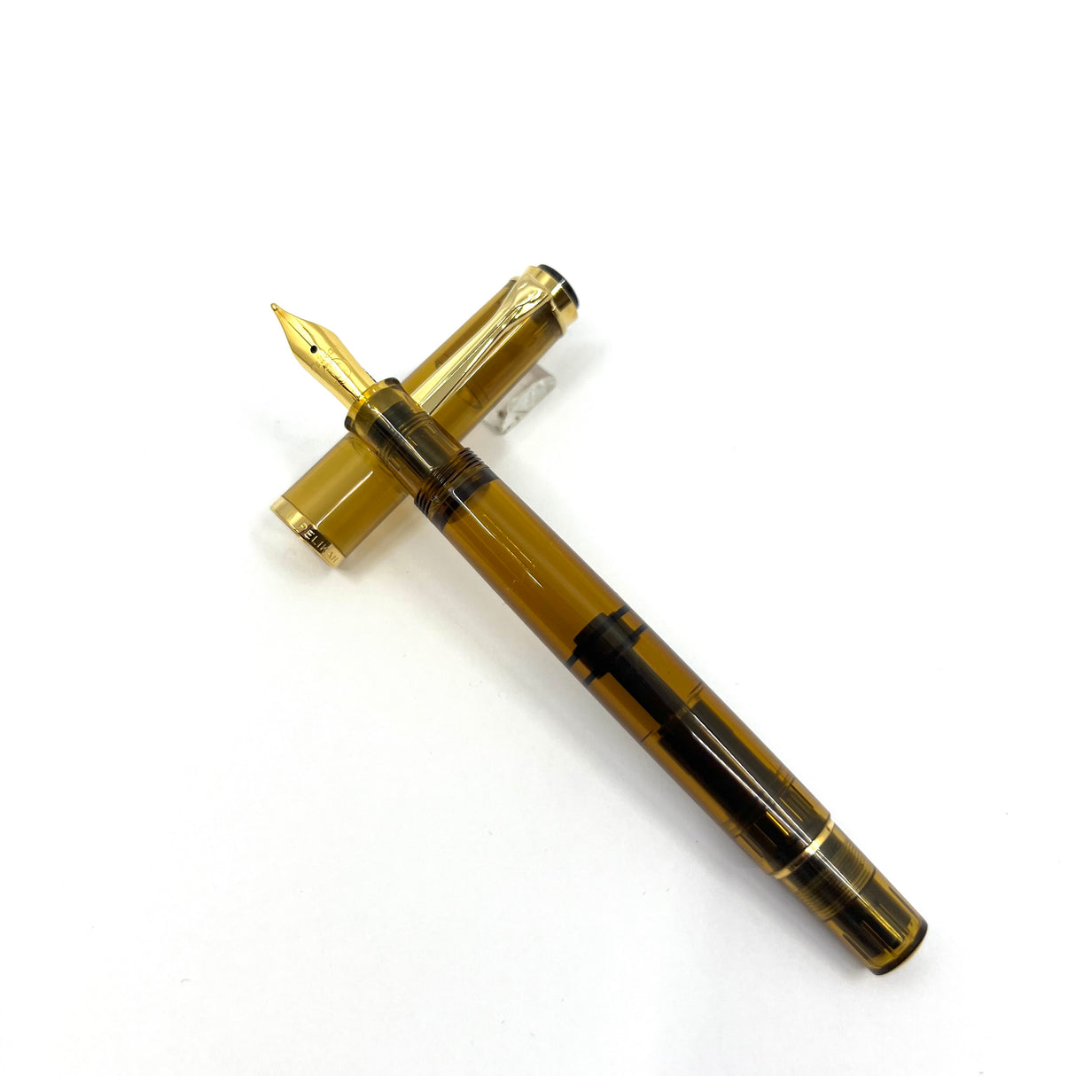 Pelikan M200 Amber Transparent Fountain Pen - Broad Gold-Plated Nib