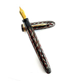 Conklin Nozac 7M Word Gauge Herringbone Silver/Red Fountain Pen - RARE!