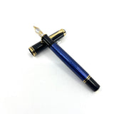 Pelikan M800 Early Blue Striped Fountain Pen with Rare 3B "Triple Broad" Semi-Flex 18kt Gold "PF" Nib
