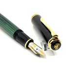 Pelikan M800 Souveran Black & Green Striped Fountain  Pen