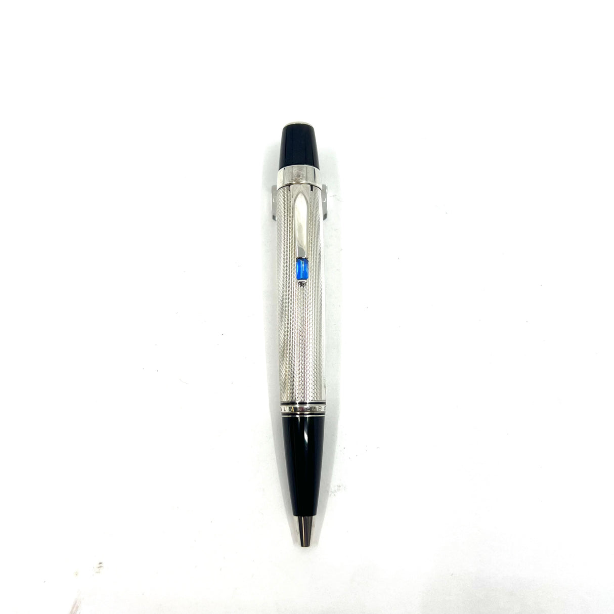 Montblanc Boheme Sterling Silver Barleycorn Ballpoint Pen -  Blue Stone in Clip